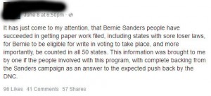 Write In Votes Bernie