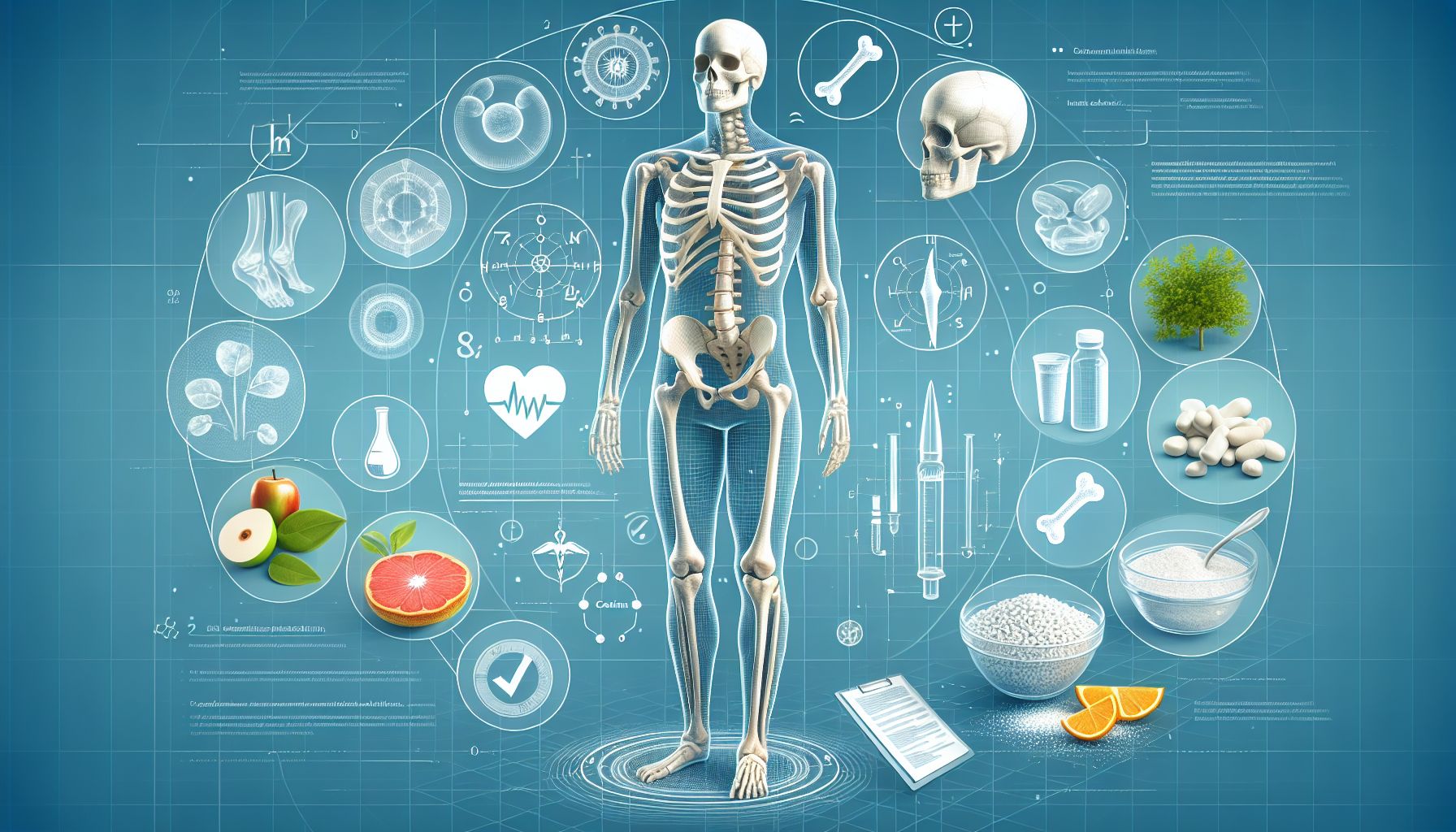 Image depicting healthy bones and nutrients